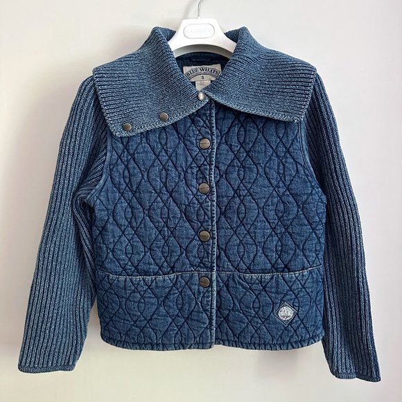 Blue Willi's Jackets & Blazers - Blue Willi's Danemark Indigo blue pockets logo snap front quilted jacket S